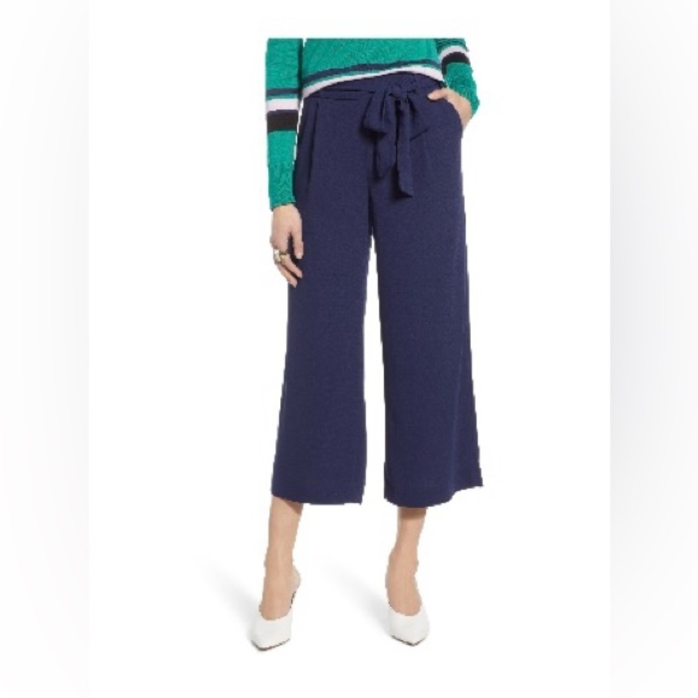 Halogen Blue Wide Leg Cropped Dress Pants Size Medium